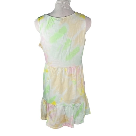 love,fire baby doll dress tiered sleeveless baby tie dye green pink Size XL - Picture 5 of 14